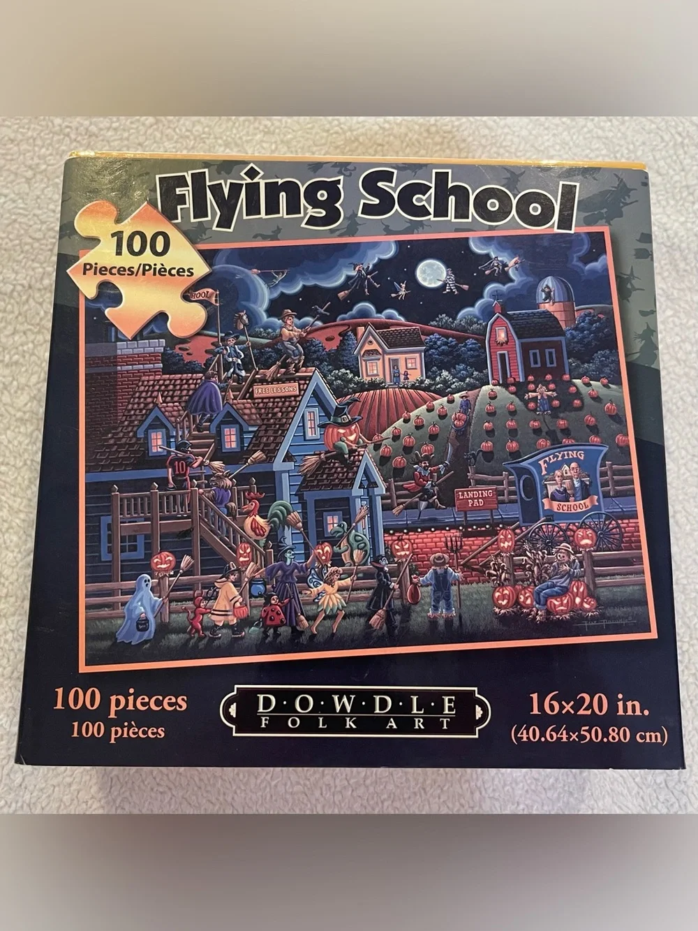 Dowdle Flying School Halloween 100 Piece Puzzle Eric Dowdle Folk Art